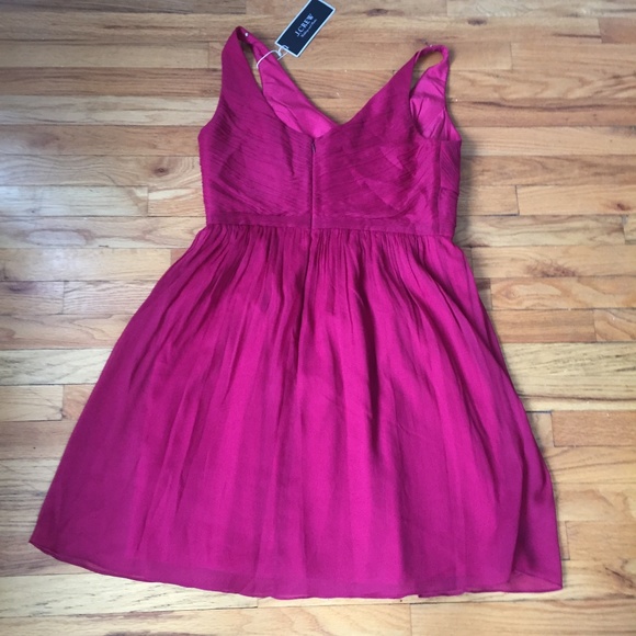 J. Crew Heidi Red Chiffon 100% Silk Dress - Picture 4 of 5